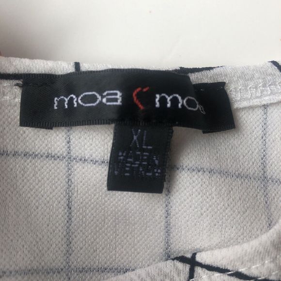 Moa Moa Checkered Slit Back Tie Top Checkered Size XL - Picture 4 of 12